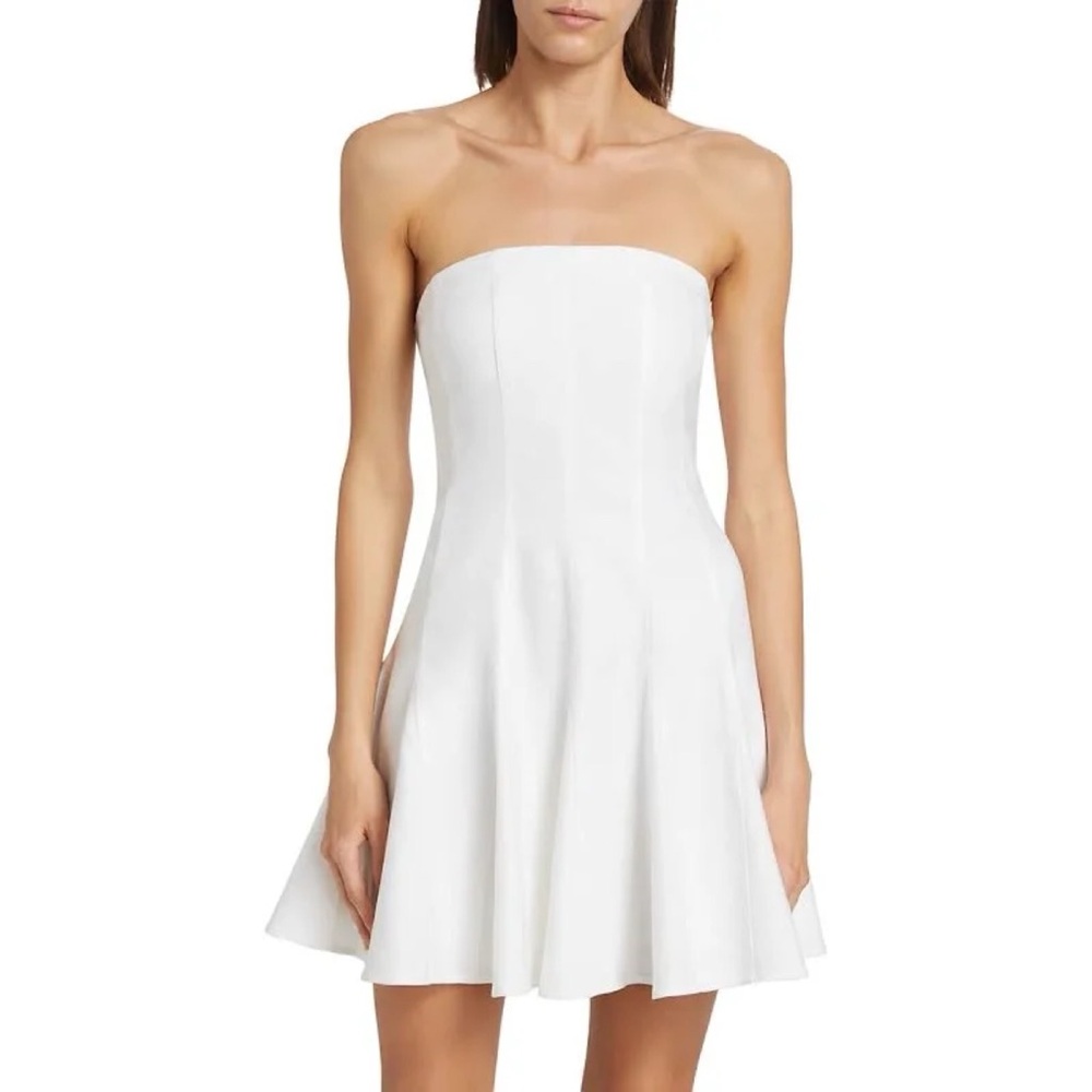 Milly Cameron Solid Linen Strapless Dress White Size 2 - Picture 2 of 13